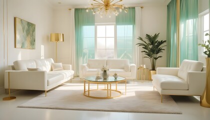 white and gold theme modern interior