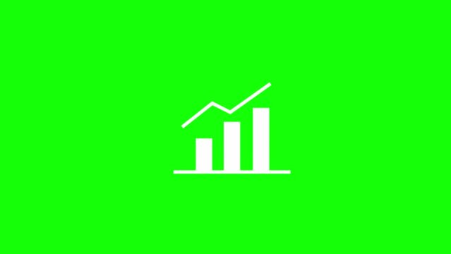 Profit Increases on a Simple Business Growth Chart Video. 4K video for business concept benchmarking on a green background