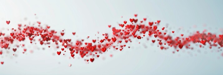 Artistic vector illustration of abstract curve wave made of red heart