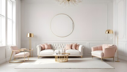 white and gold theme modern interior