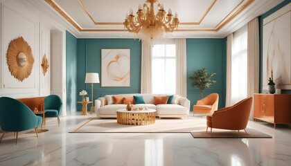 white and gold theme modern interior