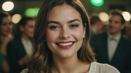 Obraz premium a beautiful woman in red lipstick