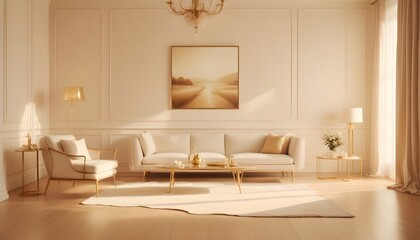 white and gold theme modern interior