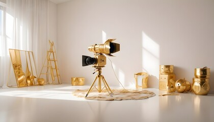 white and gold theme modern interior