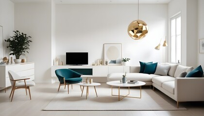 white and gold theme modern interior