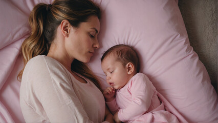a baby who fell asleep with his mother in a lovely manner