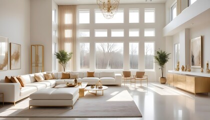 white and gold theme modern interior