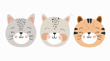 Cat. Flat vector illustration of cute animal. Baby nursery art.
