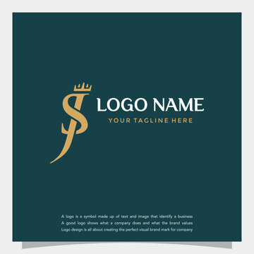 Simple logotype abstract logo initial  SJ or JS monogram template