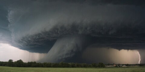 Massive Tornado Churning Over Open Field