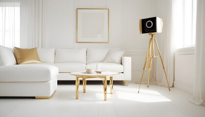 white and gold theme modern interior