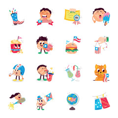 Latest Set of American Independence Celebration Flat Stickers 

