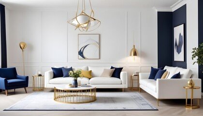 white and gold theme modern interior