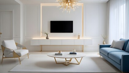 Fototapeta premium white and gold theme modern interior