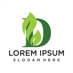 Obraz premium Letter leaf logo design simple concept Premium Vector