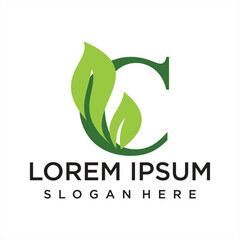 Letter leaf  logo design simple concept Premium Vector