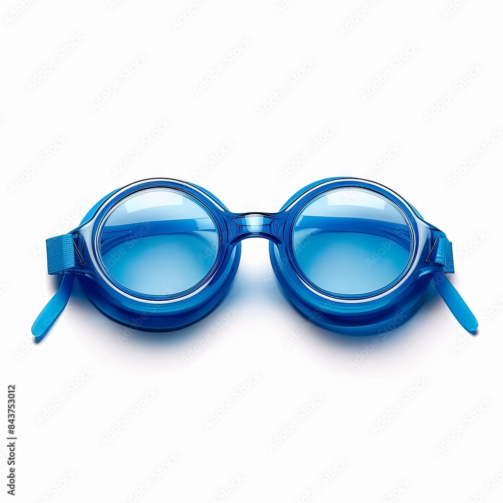 Wall mural isolated blue swimming goggles on white background