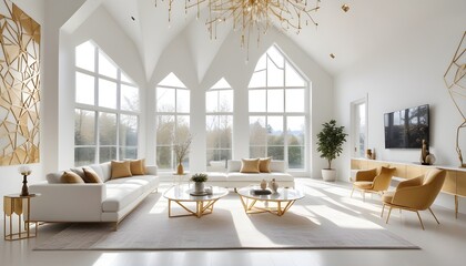 white and gold theme modern interior