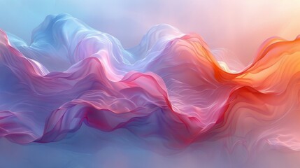 Obraz premium A digital artwork of silky fabric waves with a gradient of vibrant colors