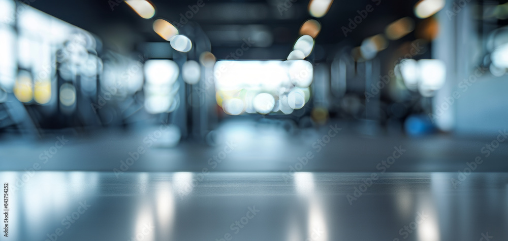 Aufkleber blurred gym background with empty counter. blurred gym interior with empty counter space for product