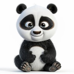 Fototapeta premium 3D Vector illustration cartoon of a cute panda over white background.