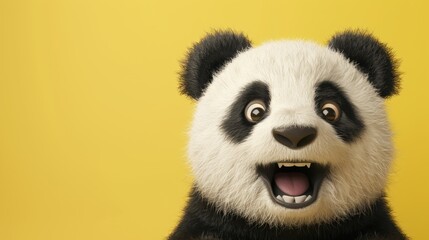 Fototapeta premium Portrait of a surprised panda over plain background