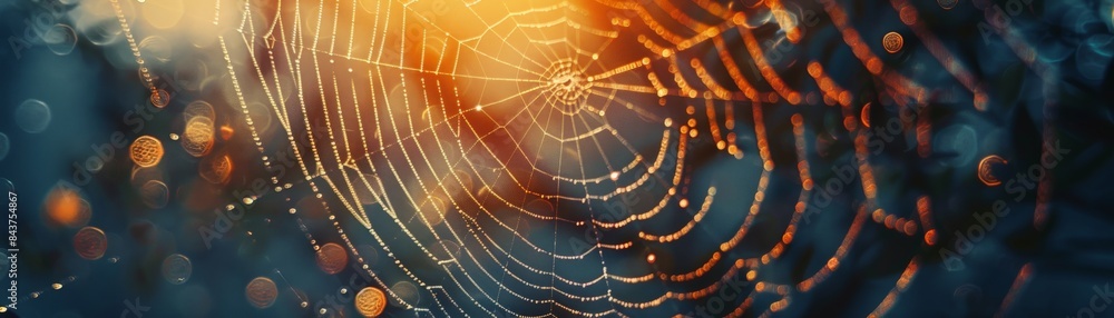 Aufkleber abstract close-up of swirling web with bokeh lights.