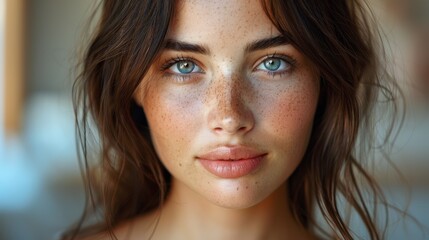 Fototapeta premium Blurred image where a woman's curly hair is the focal point, face anonymized