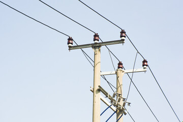 High voltage electricity poles in residential areas