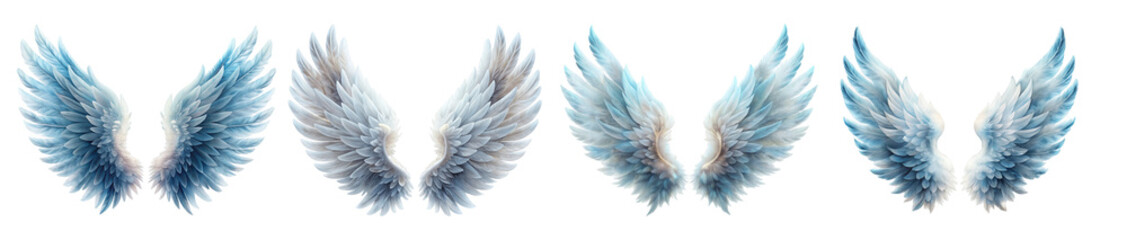 Fototapeta premium Collection of Angelic Mist-Inspired Wings in Blue and White