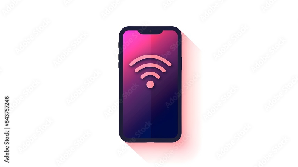 Poster clean and modern icon of smartphone with signal symbol for app design or technology branding