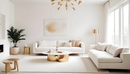 white and gold theme modern interior