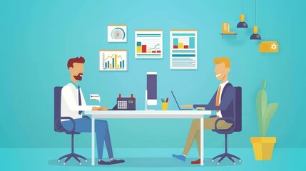 financial advisor flat design front view theme consulting animation vivid