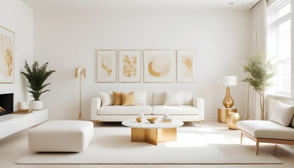 white and gold theme modern interior