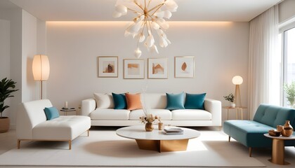 white and gold theme modern interior