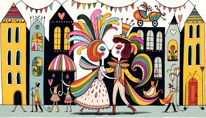 Fototapeta premium Día del orgullo gay, gay, orgullo, bandera, arcoíris, unicornio, llama, dibujos animados, decoraciones, alegre, empapelar, pintada, el amor es el amor, homosexual, lesbiana, pareja, comunidad, lgbt
