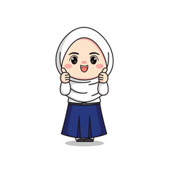 indonesian junior high school student cute hijab girl character