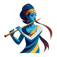 A boy is playing the bassoon