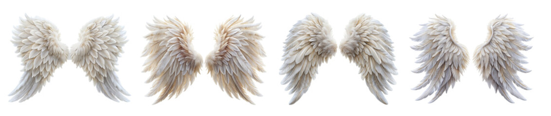Fototapeta premium Collection of Detailed Feathered Angel Wings Illustrations in Various Styles