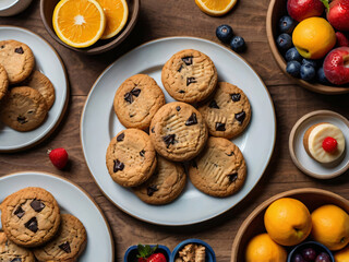 Chocolate chip cookies on a plate | cookies with fruits