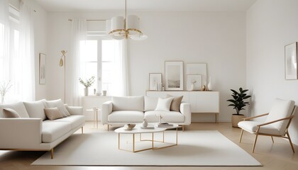 white and gold theme modern interior