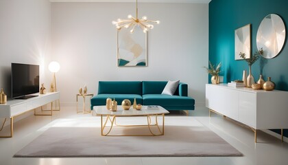 white and gold theme modern interior