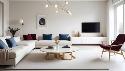 Fototapeta premium white and gold theme modern interior