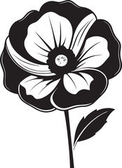 black and white poppy flower illustration 