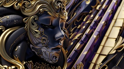 Captivating Art Nouveau-inspired Digital Art Visualizing Data-Driven Music Composition Trends