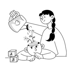 Modern doodle mini illustration of mental development 

