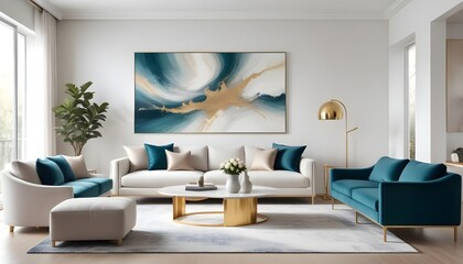 white and gold theme modern interior