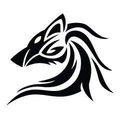 abstract tattoo wolf black and white