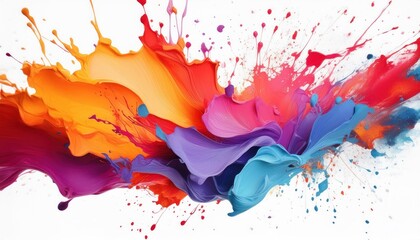 Abstract acrylic paint stain texture and watercolor splash. Hand drawing colorful acrylic splatter isolated on white background