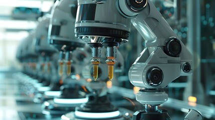 Robotic Machines Advancing Scientific Research in Futuristic Digital Renderings